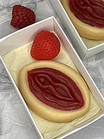 Мыло ручной работы в форме вагины, мыло с клубничкой 18+