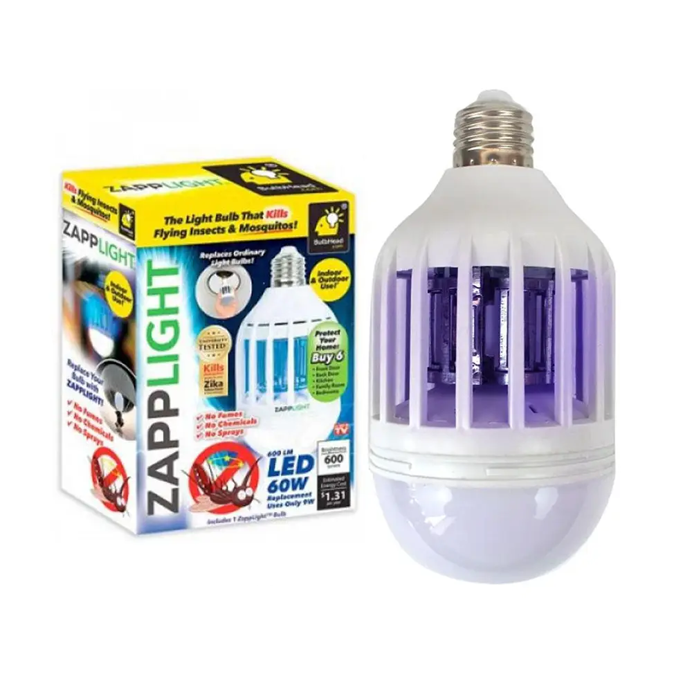 Лампочка вбивця комарів світлодіодна лампа принада знищувач комах Zapp Light