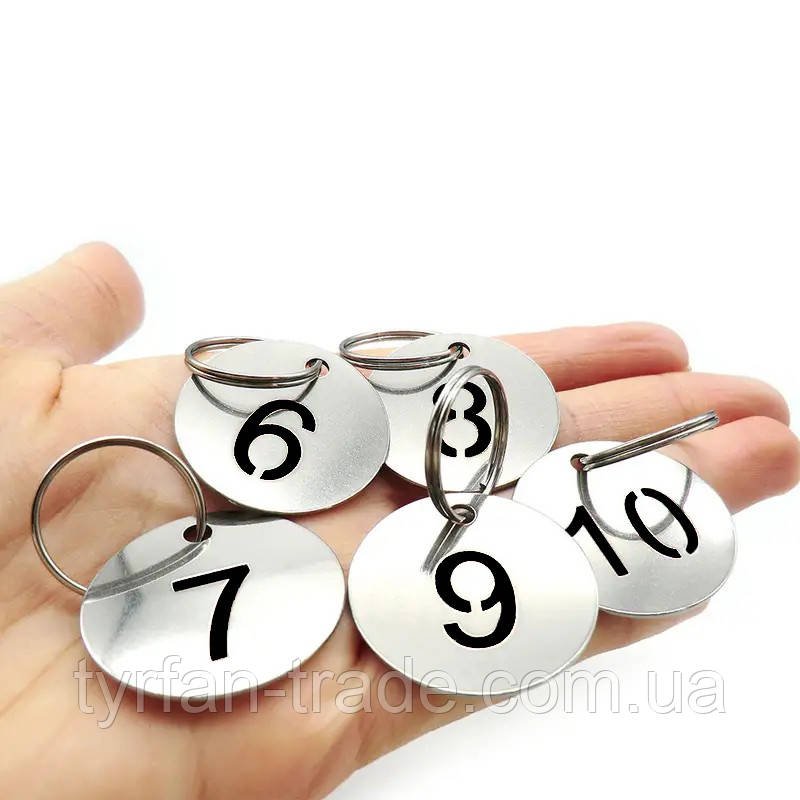 Номерки круглі для ключів, камер зберігання металеві