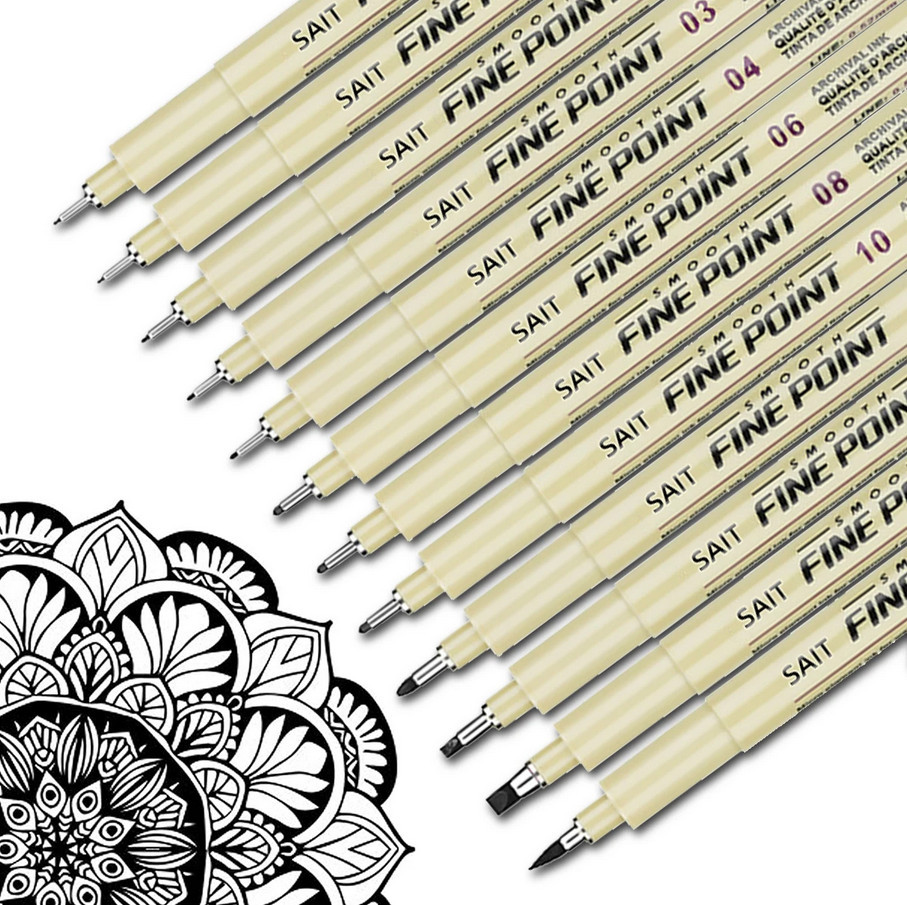 Набір Лінерів Fine Point 12 шт чорні Sait