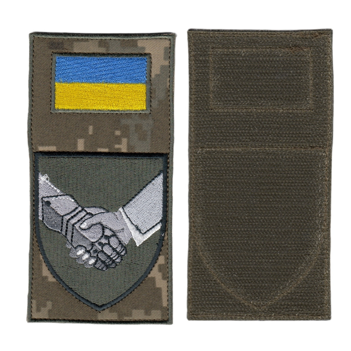Шеврон військовий / армійський,на щиті евакуація полеглих, на липучці, олива на пікселі, ЗСУ. 14 см * 7 см, фото 1