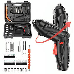 Електрична викрутка в кейсі з набором інструментів 48 предметів / Акумуляторна викрутка / Міні-шуруповерт