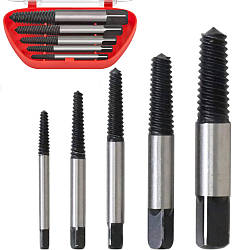 Набір екстракторів для викручування гвинтів 5шт, в кейсі / Спіральні екстрактори для зламаних болтів
