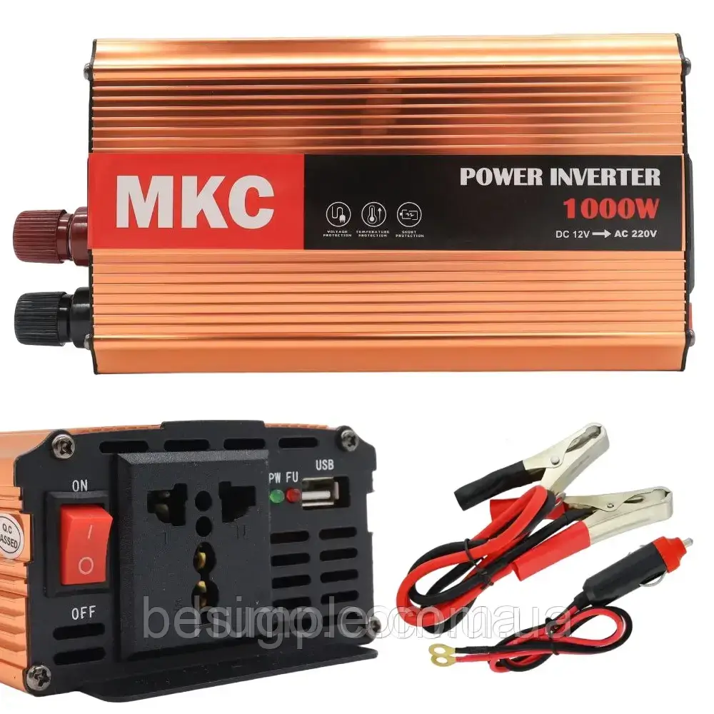 Інвертор постійного струму AC/DC, 1000W, 12V SSK / Перетворювач напруги / Автомобільний перетворювач