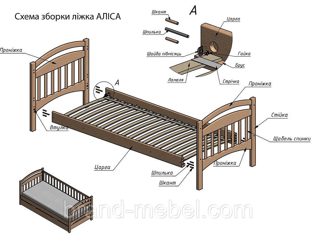 Детская деревянная кровать Алиса - фото 6 - id-p422781356
