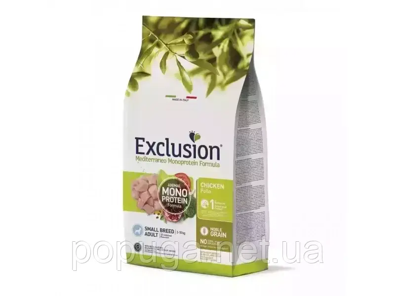 Exclusion (Ексклюжн) Adult Chicken Small Breed сухий монопротеїновий корм для дорослих собак малих порід, КУРКА 7кг