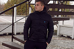 Куртка зимова чоловіча з капюшоном чорна з синім знаком Nike