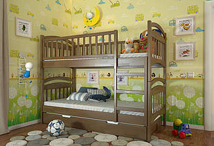 Дитяче двоярусне дерев'яне ліжко Смайл