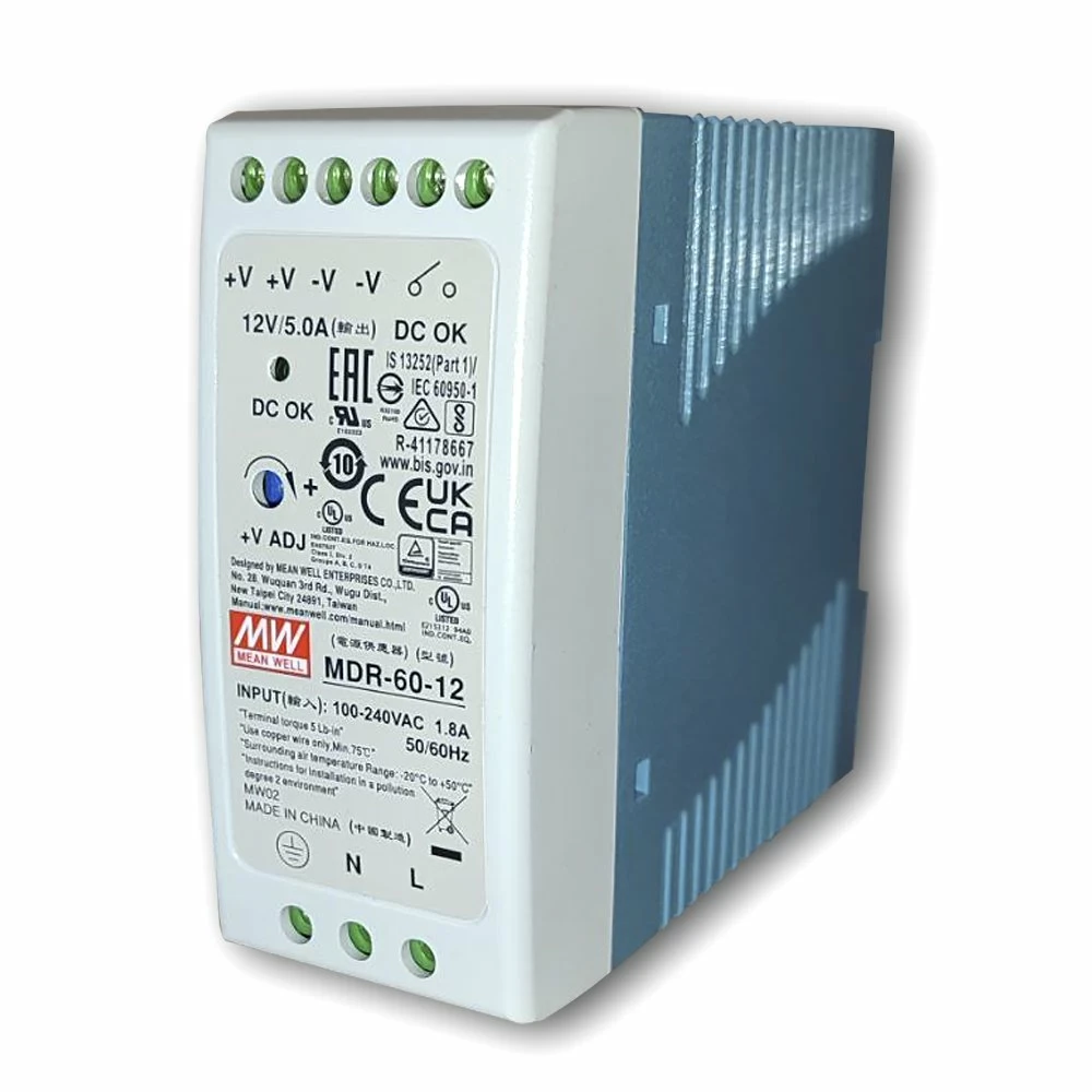 Блок живлення на DIN-рейку Mean Well 60W 5A 12V MDR-60-12