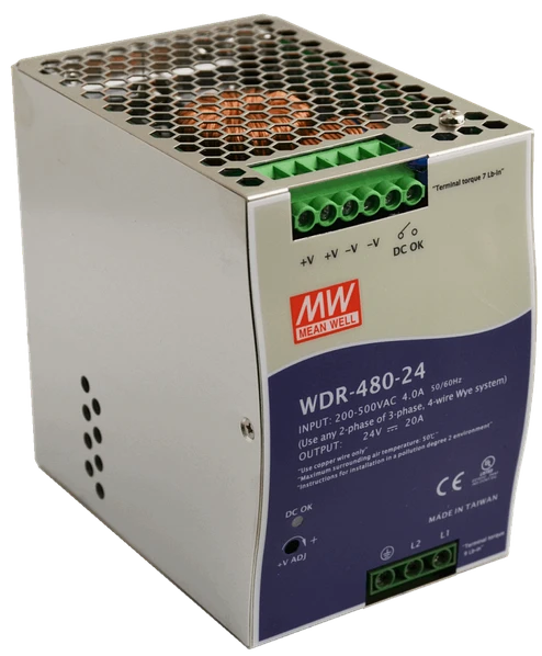 Блок живлення на DIN-рейку Mean Well 480W 20A 24V WDR-480-24