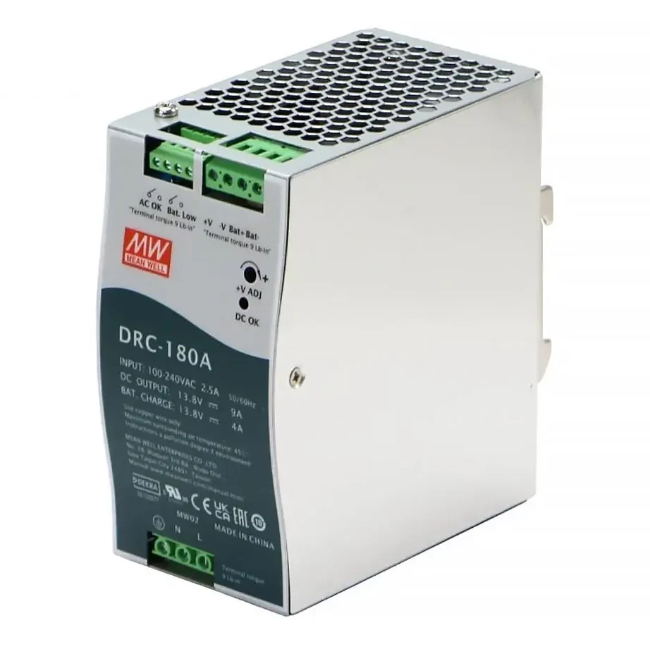 Блок живлення Mean Well на DIN-рейку з функцією UPS 179.4W CH1 4A 13.8V, CH2 9A 13.8V DRC-180A