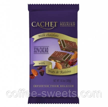 Шоколад Cachet 300г молочний мигдаль, родзинки 32%, фото 2