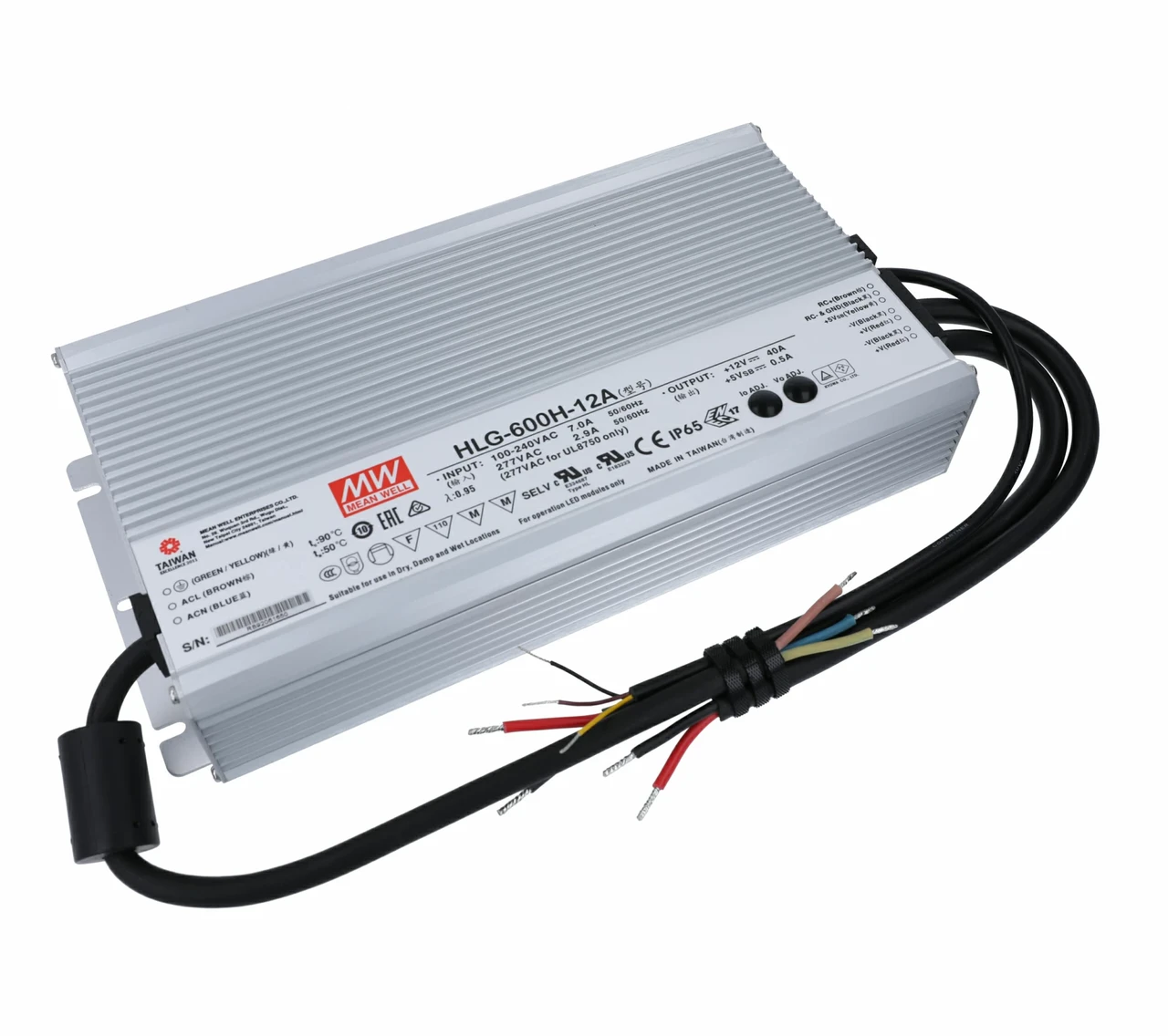 Блок живлення Mean Well 480W 40A 12V IP65 HLG-600H-12A