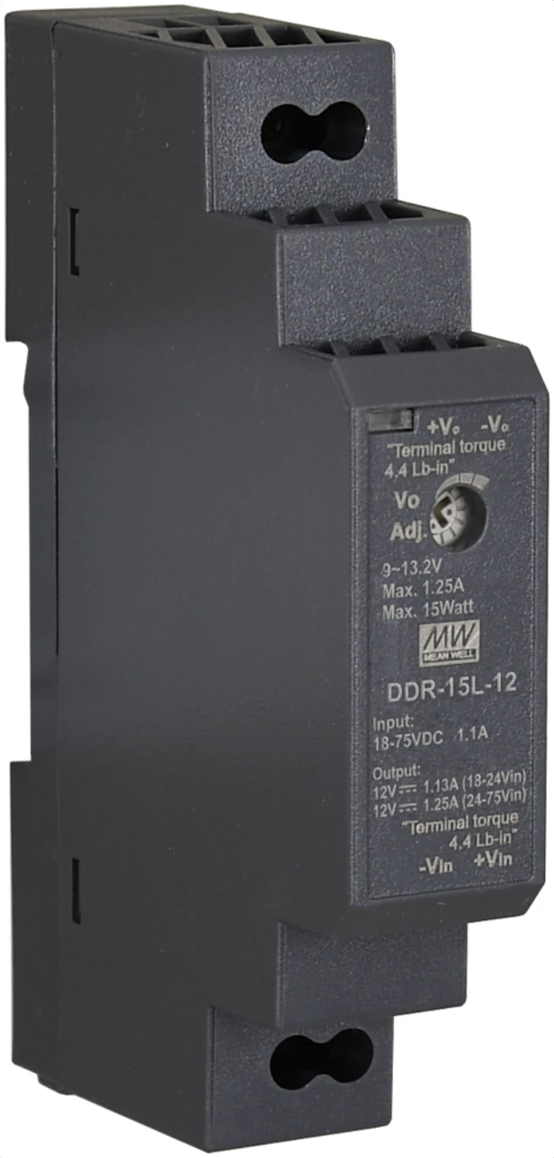 Ізольований DC/DC-перетворювач Mean Well на DIN-рейку 15W 1.25A 12V DDR-15L-12