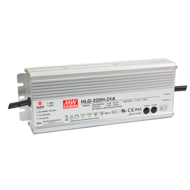 Блок живлення Mean Well 320,16W 13,34A 24V IP65 HLG-320H-24A