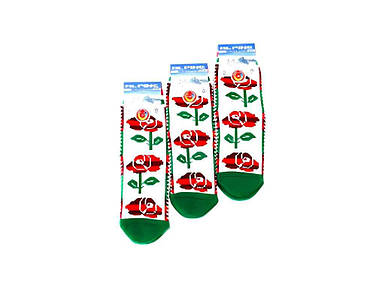 Шкарпетки F017 високий шерсть 100 % троянди (білий/вишня) р.36-40 ТМ Fanatics FG