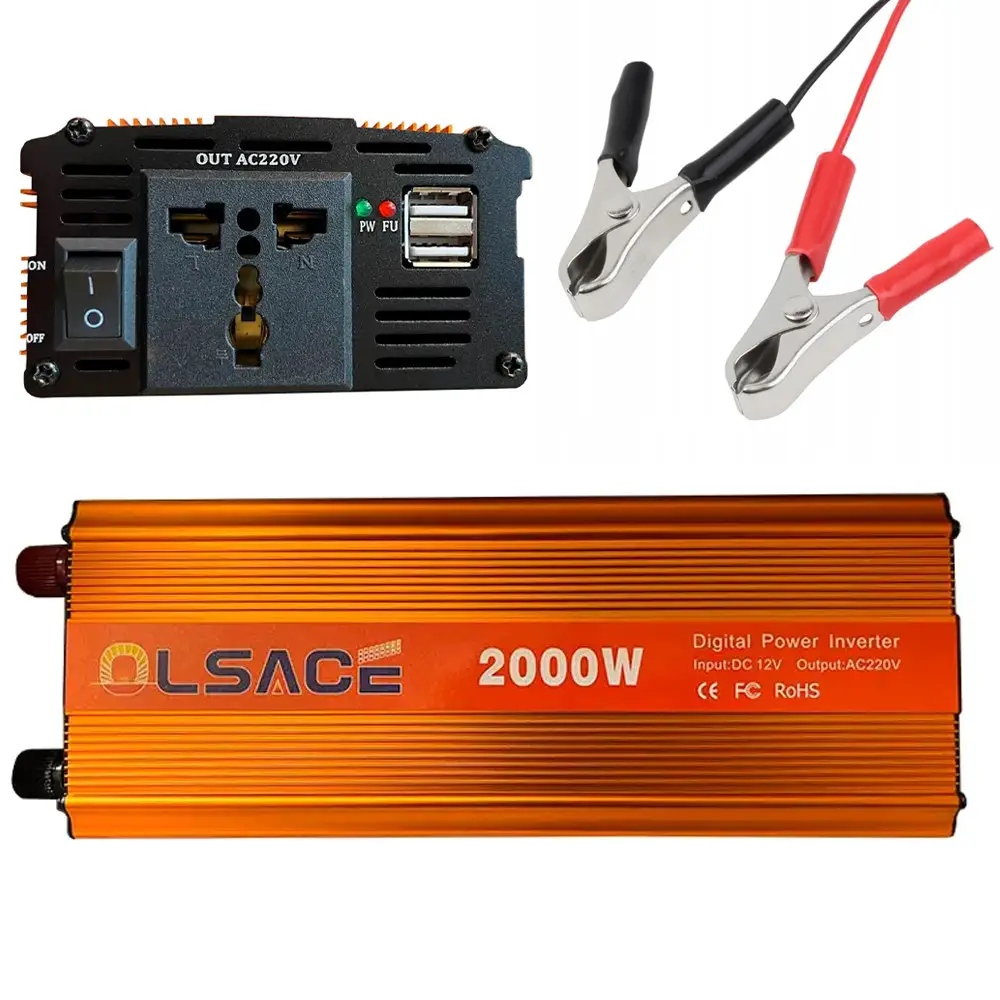 Перетворювач напруги інвертор OLSACE 2000W 12-220V Power Inverter Автомобільний перетворювач