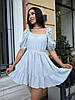 Легенька романтична коротка муслінова сукня з рюшем по подолу та рукавами "ліхтариками", фото 4