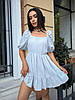 Легенька романтична коротка муслінова сукня з рюшем по подолу та рукавами "ліхтариками", фото 2