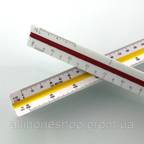 Архитектурная трехгранная масштабная линейка с дюймовой шкалой ...