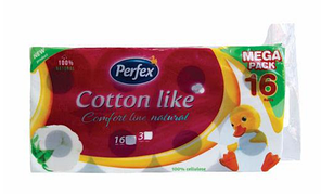Папір туалетний PERFEX Cotton Like тришаровий 16 шт Сербія 8606110850522