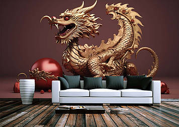 Дитячі Фото Шпалери з драконом "Золотий Дракон" - Будь-який розмір! Читаємо опис!