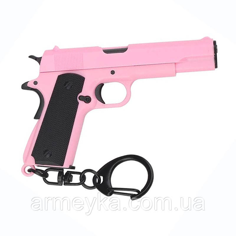 Брелок модель пістолета colt m1911 (активна) рожевий пластик PRC