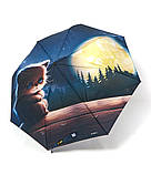 Парасолька напівавтомат Fiaba F23-028 жіноча на 8 спиць з котом Синій, фото 2