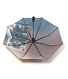 Парасолька напівавтомат Fiaba F23-028 жіноча на 8 спиць з котом Коричневий, фото 3