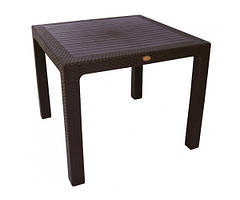 Стіл Олаф пластиковий ротанг 90*90 коричневий