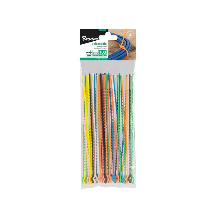 Стяжки роз'ємні багатофункціональні, 2,9 
х 180 мм, 7 кольорів - 100 шт., TS1329180M/100