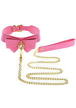 Нашийник з повідцем Taboom Malibu Collar and Leash з веганської шкіри, рожевий, фото 2