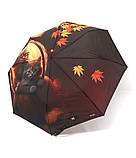 Парасолька автомат Fiaba F25-028 Котики жіноча на 8 спиць з котами Темно-коричнева, фото 3