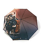 Парасолька жіноча Fiaba F23-028 напівавтомат 8 спиць Кошеня (88934P-E) Коричневий, фото 2