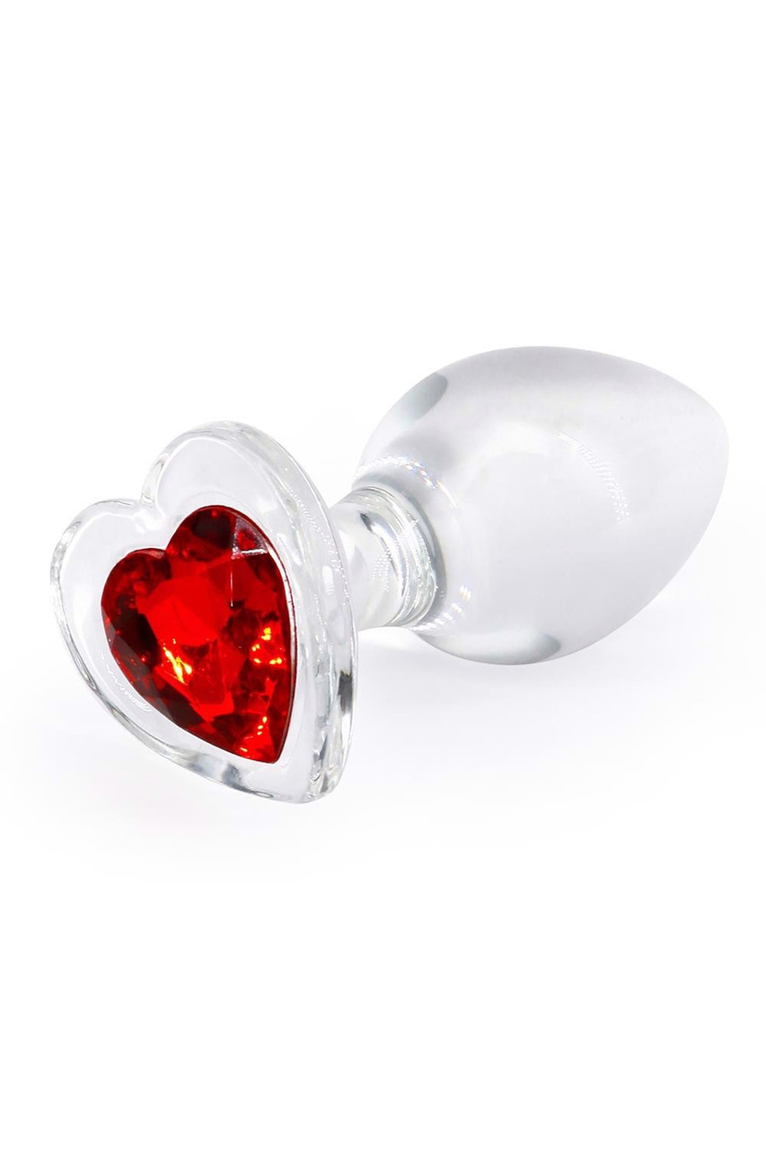 Анальна пробка прозора NS Novelties Crystal Hear скляна з червоним серцем, M Bomba💣, фото 1
