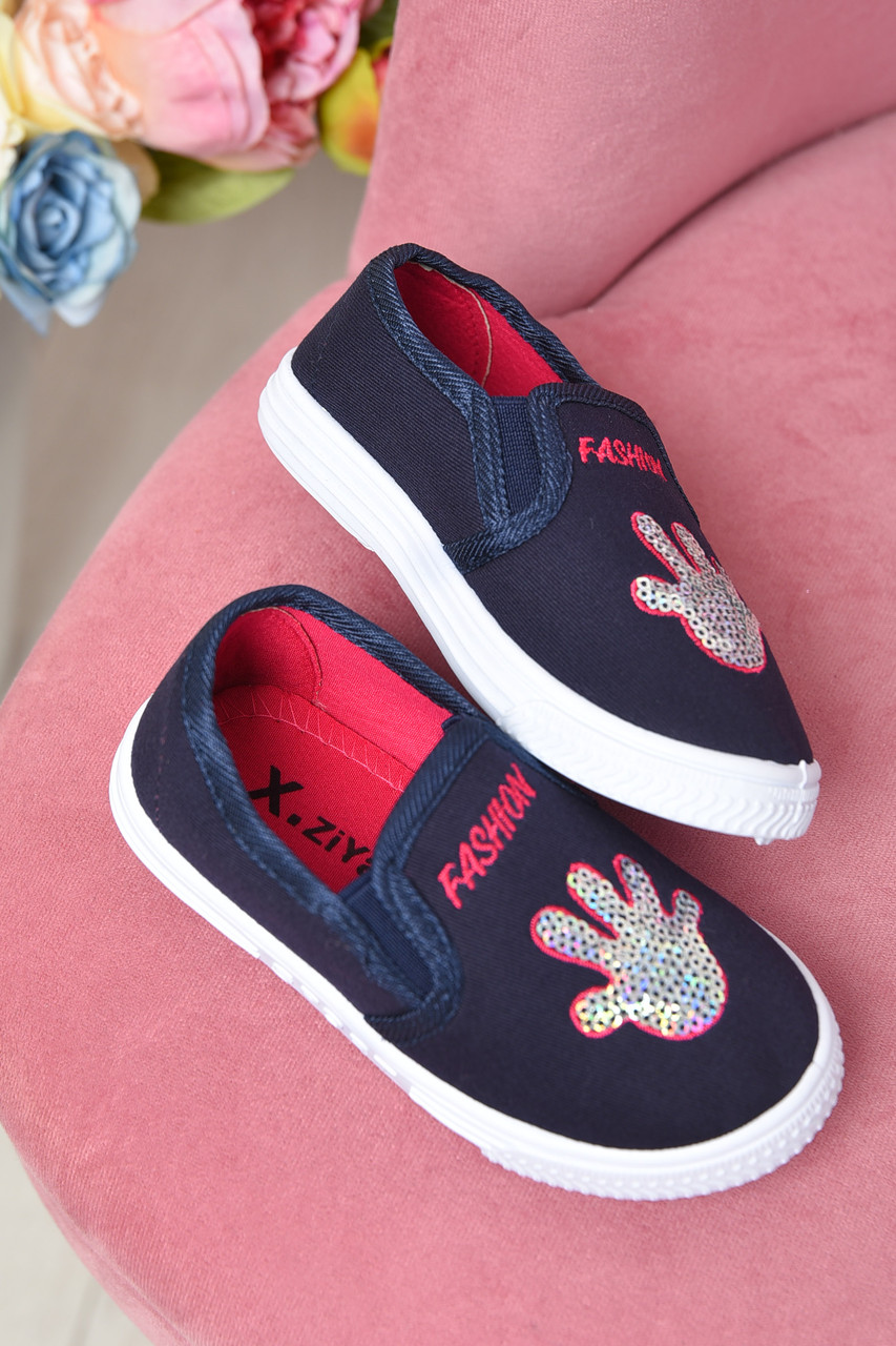 Мокасини дитячі для дівчинки темно-синього кольору 162723T Безкоштовна доставка, фото 1