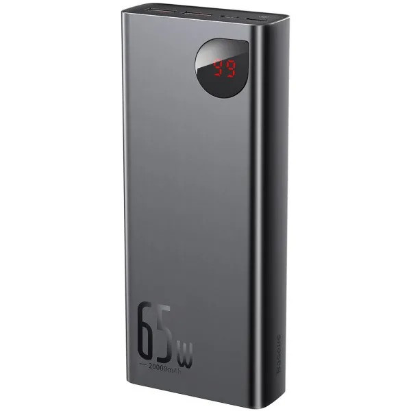 Повербанк 20000 mAh Baseus Adaman 65W, QC 3.0+PD 3.0, зовнішній акумулятор, батарея, УМБ, power bank