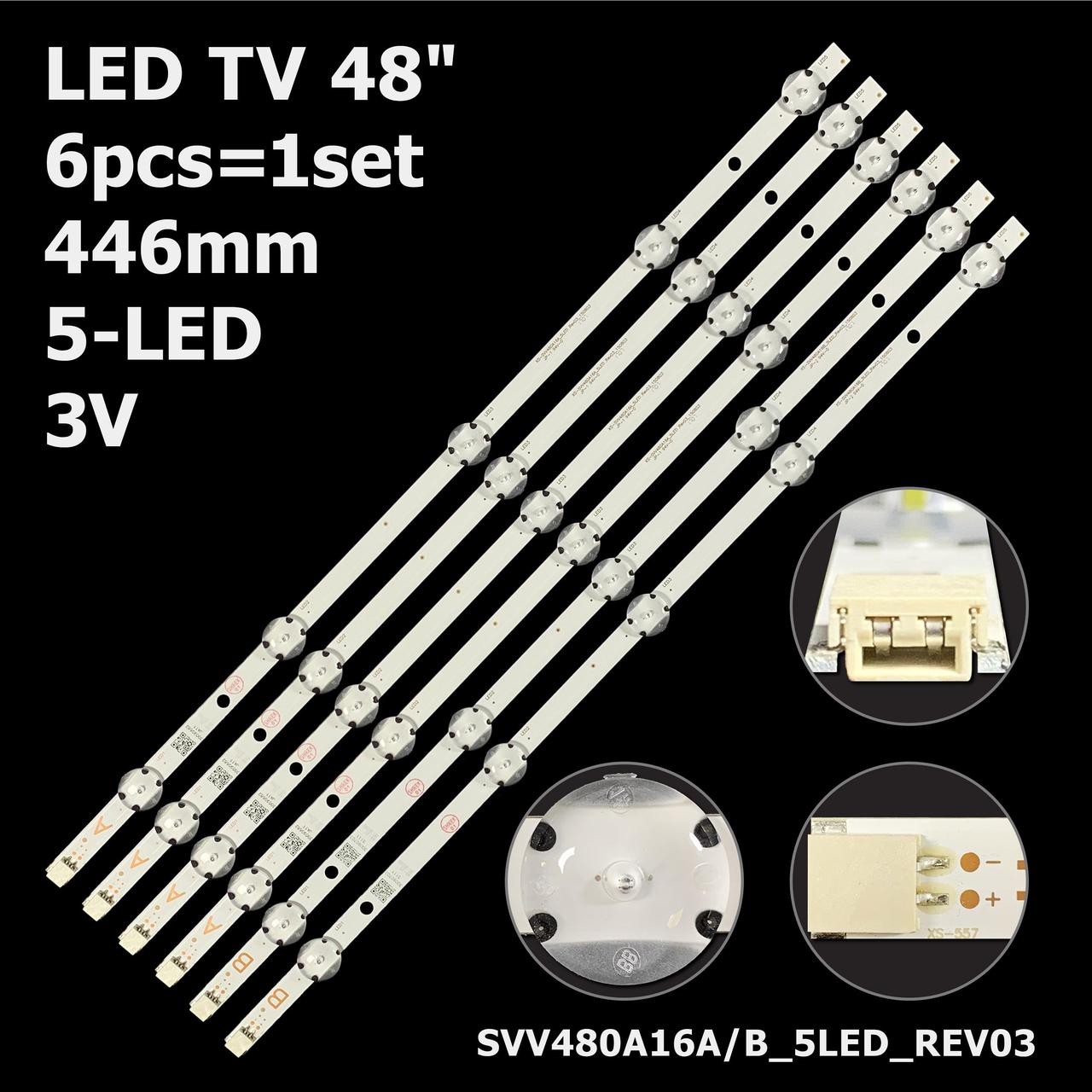 LED підсвітка 48" Hitachi  48HB6T72U 1 планка