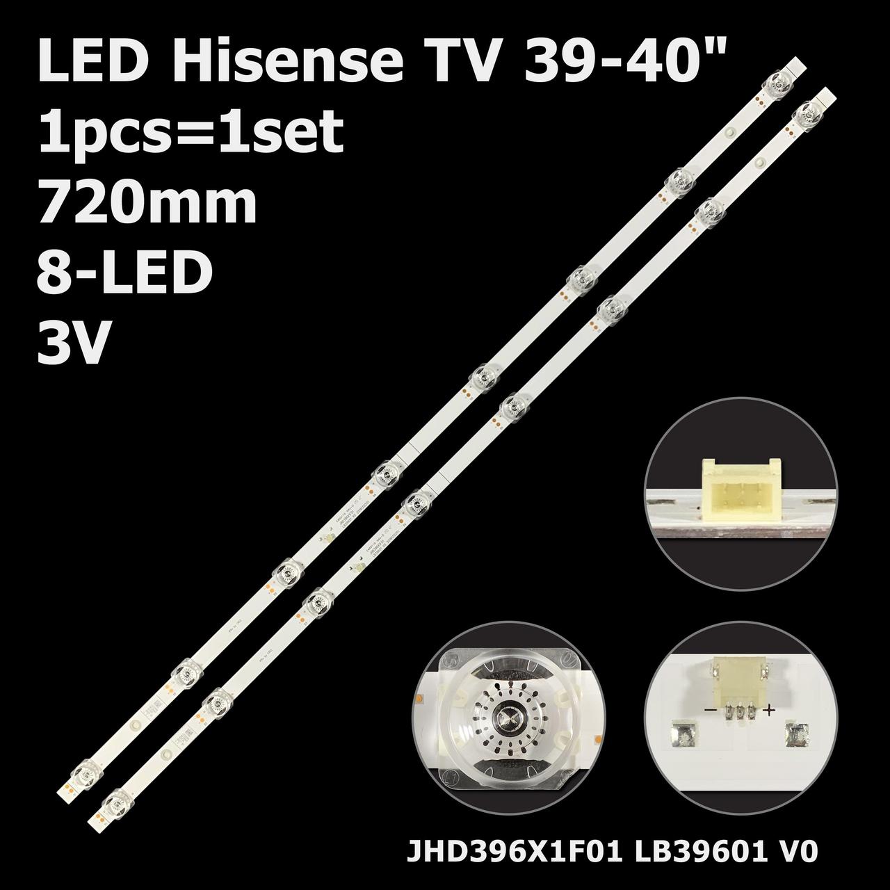 LED підсвітка 39", 40" Hisense 40A5600FTUK 1 планка
