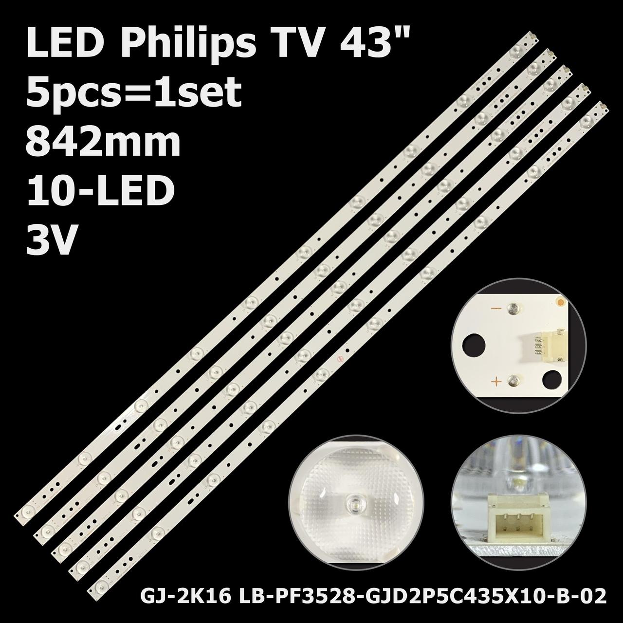 LED підсвітка 43" Philips  43PFS5301/12 1 планка