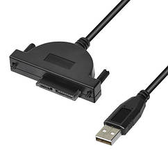 Кабель-перехідник (адаптер XON MemoryCable USB 2.0 to mini SATA CD/DVD для приводу дисків Чорний (XCA1A12MS1PB 6549)