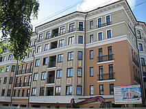 Фасадные работы, отделка фасада жилого комплекса "На Бакулина" 3
