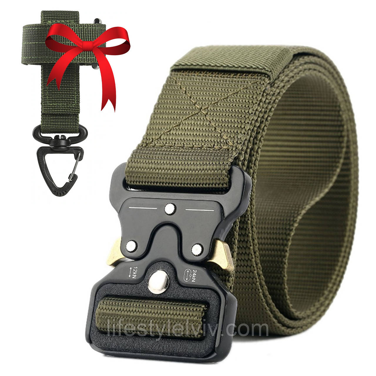 Чоловічий ремінь Tactical Belt 125 см + Подарунок Тактичний карабін