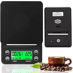 Кухонні ваги з таймером K07, 5кг (0,1г) / Електронні ваги кавові від батарейок / Ваги з дисплеєм