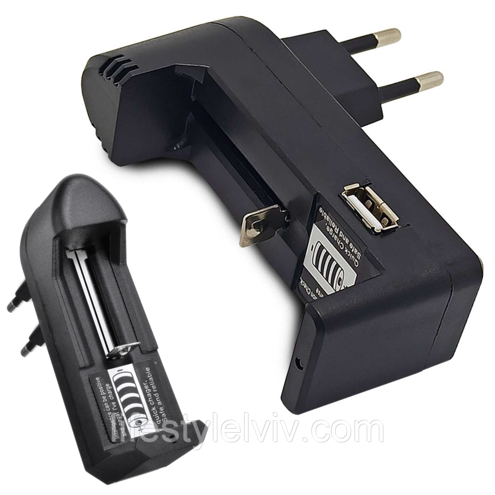 Зарядний пристрій для 1x18650/16340/14500 3.7V з USB, BLC-001A/BL-011 / Зарядка для батарейок та акумуляторів