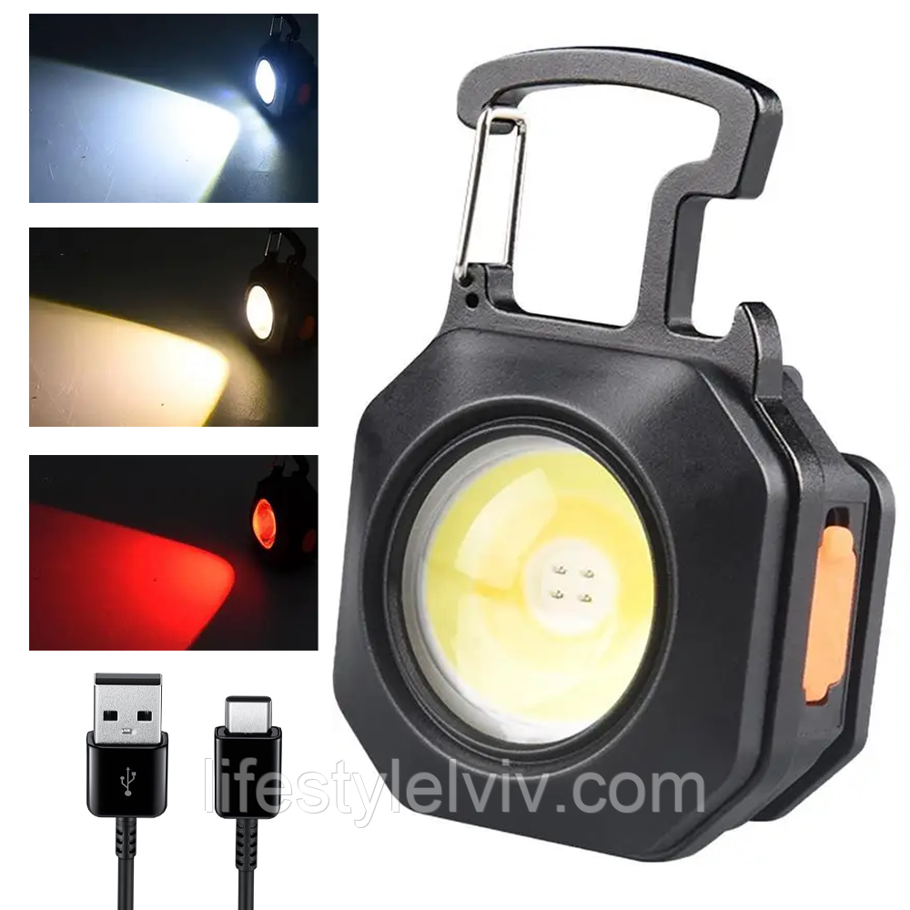 Ліхтар акумуляторний MULTIFUNCTIONAL LL-201-COB ULTRA, USB - Type-C / Багатофункціональний ліхтарик мультитул, фото 1