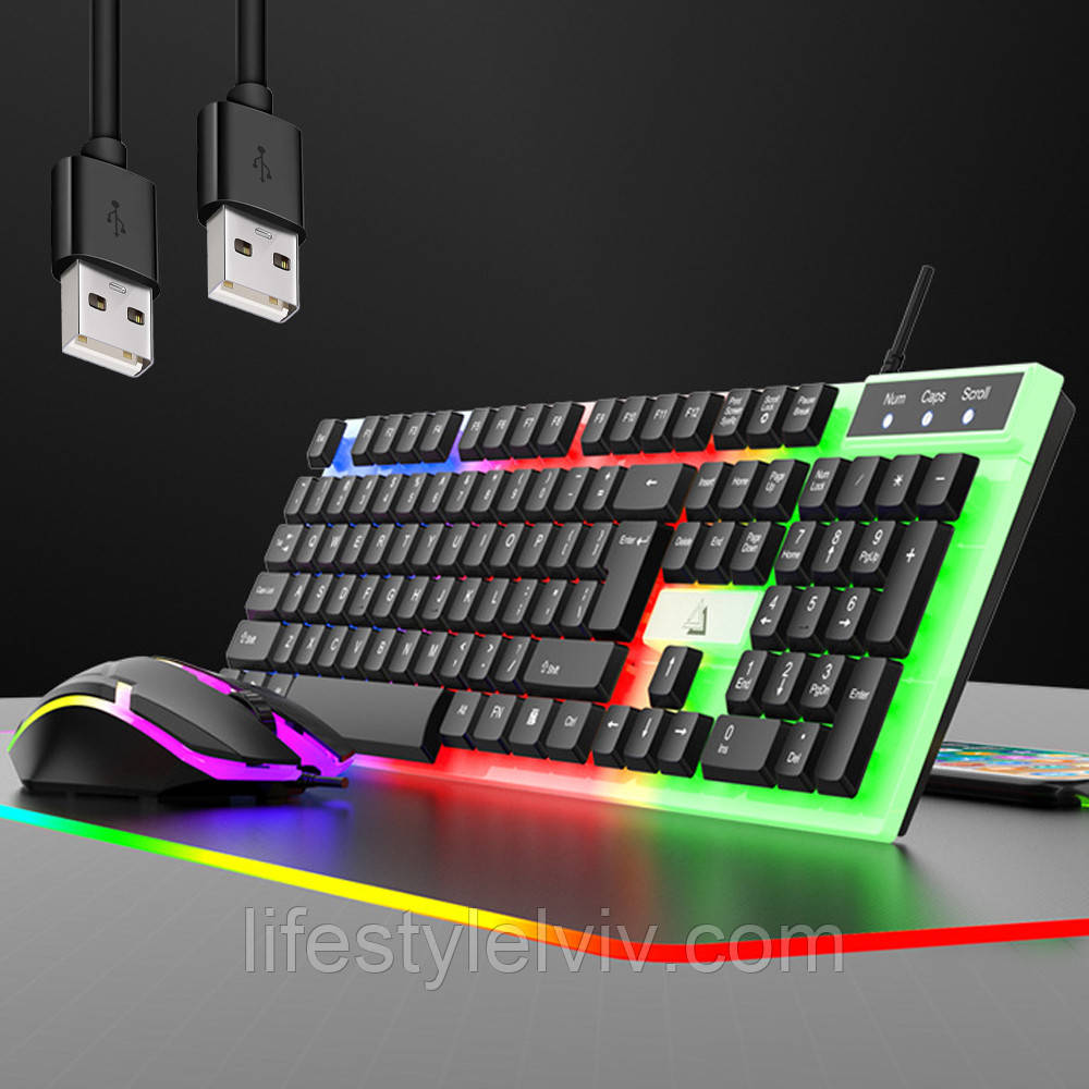 Дротова клавіатура і мишкою з підсвічуванням KEYBOARD KM-5003 / Комплект мишка з клавіатурою