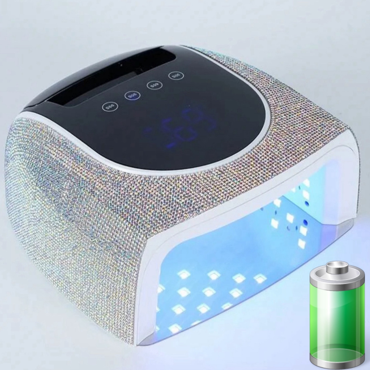 Бездротова UV/LED лампа S30k зі стразами, для манікюру та педикюру (на акумуляторі - 19200 mAh), 96 Вт.
