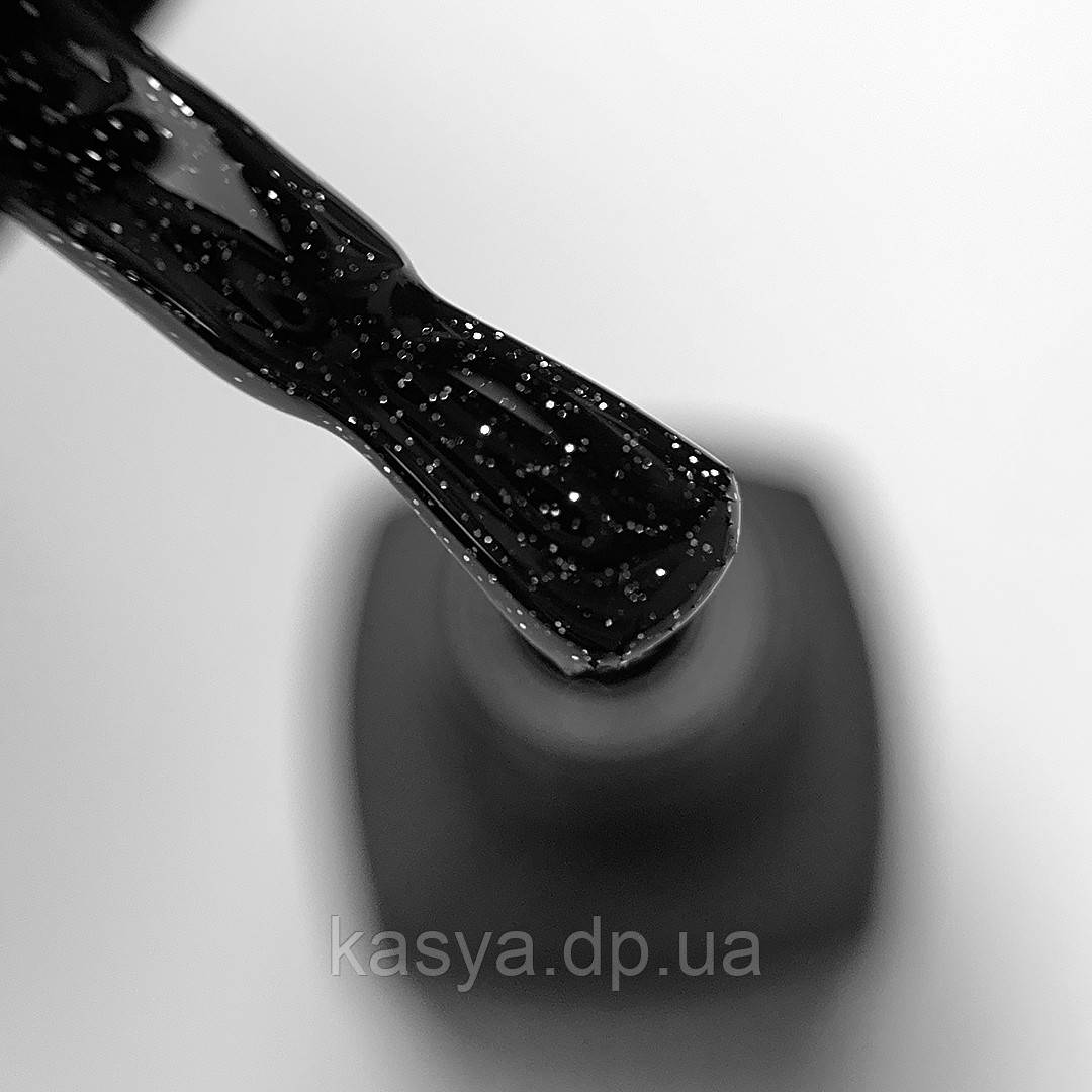 Гель лак Baby Moon Dance Diamond Gel polish №01, 6 мл чорно-зелений із сріблястим шиммером
