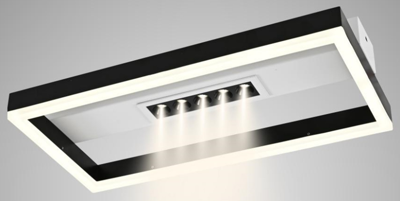 Сучасна стельова квадратна люстра чорного кольору 400*200*80 42W+5W